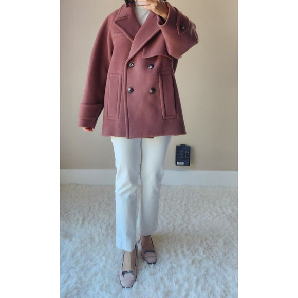 NWT Ba&sh Double Breasted Wool Coat Size 0 US 2 Pink Red - Picture 1 of 12